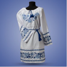 SALE!! Embroidered tunic "Roses" blue, Size L
